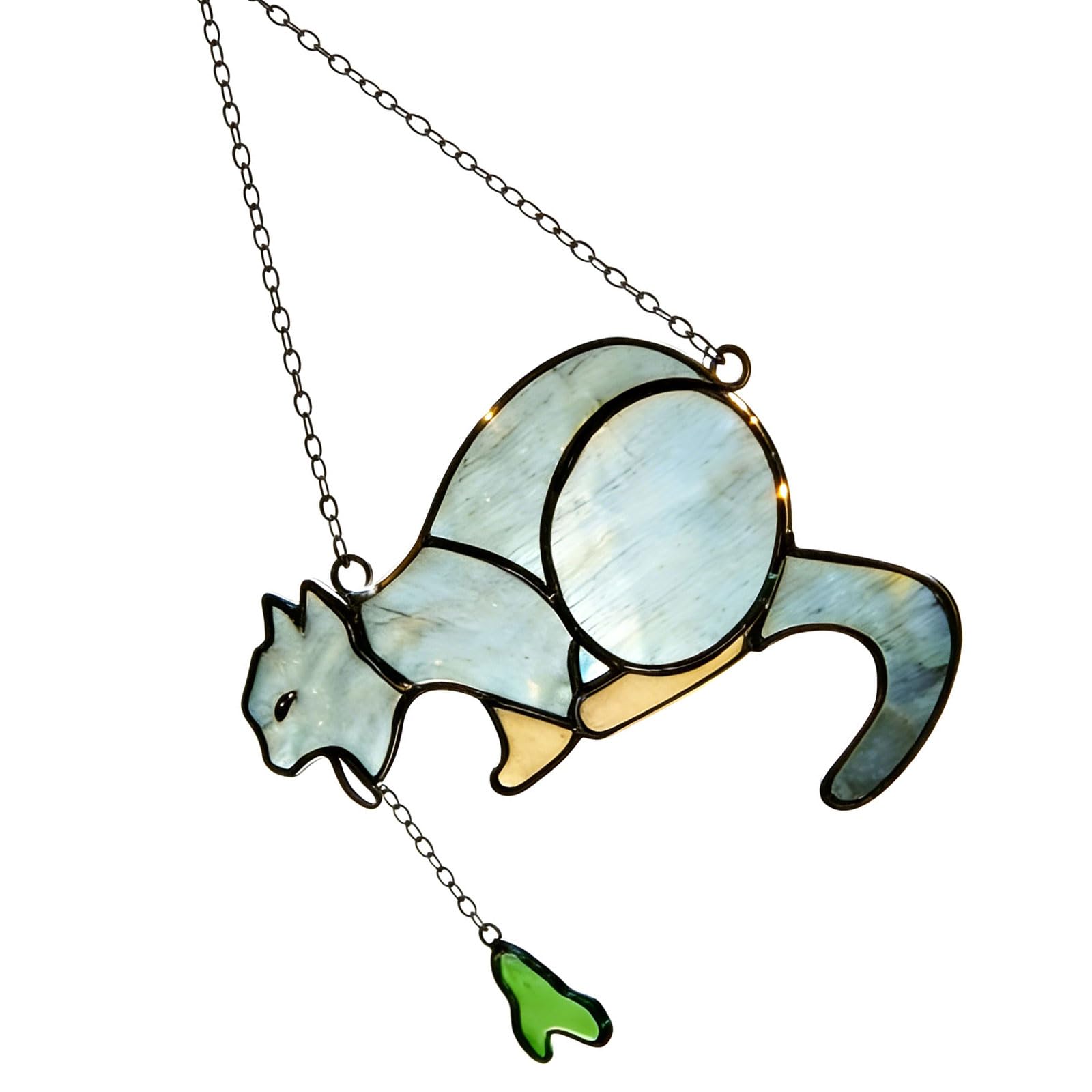 Ekoama Cat Vomit Suncatchers Stained Glass Window Hanging Ornament,Stained Glass Birds Sun Catchers for Window Decors