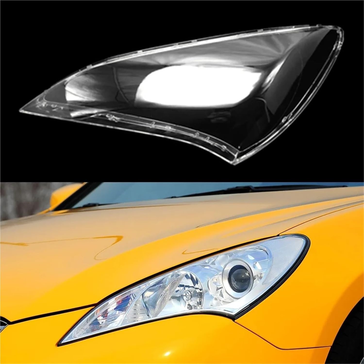 Compatible for Rohens Coupe 2009-2011 Front Headlight Cover Car Lampshade Lamp Shade Glass Lens Shell(A Piar) (Left)
