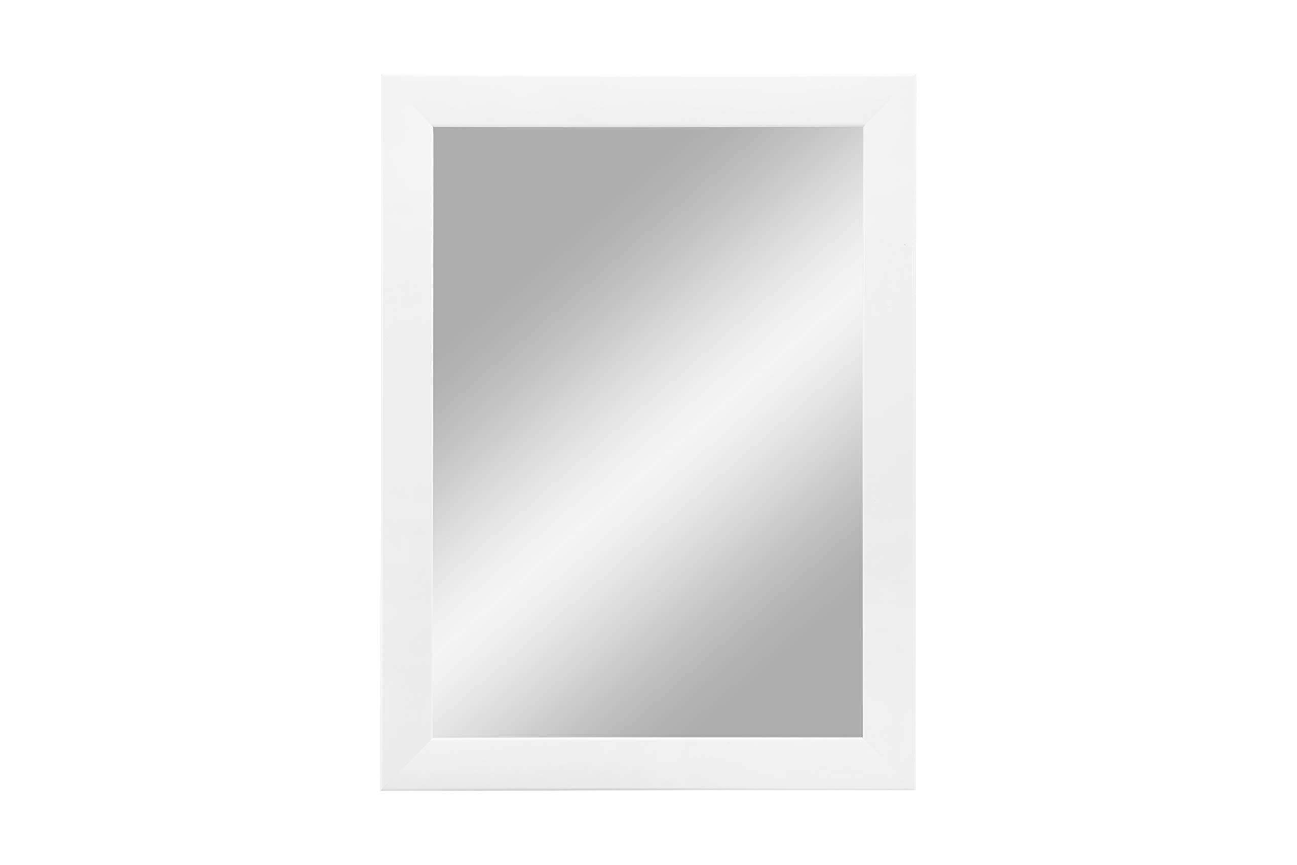 Duisburger-Rahmen24 Flex 35 - Specchio da Parete 60x80 cm con Cornice (Bianco Opaco), Specchio su Misura con Striscia di Legno MDF da 35 mm di Larghezza e Parete Posteriore Robusta con Ganci