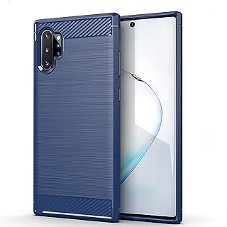 FASCINATION phone case compitable with Samsung galaxy note 10 plus (10+) Carbon Silicone Case Original Flexible Slim Enhanced Durable Anti-Shock Protector for Samsung galaxy note 10 plus (10+) (Blue)