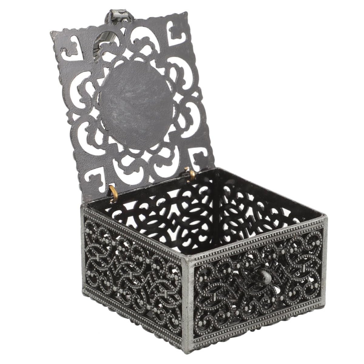 Lshtshf-ou Jewelry Box Zinc Alloy Hollow Decorative Trinket Organizer Necklace Packaging Case Religious Keepsake Holder For Prayer Beads