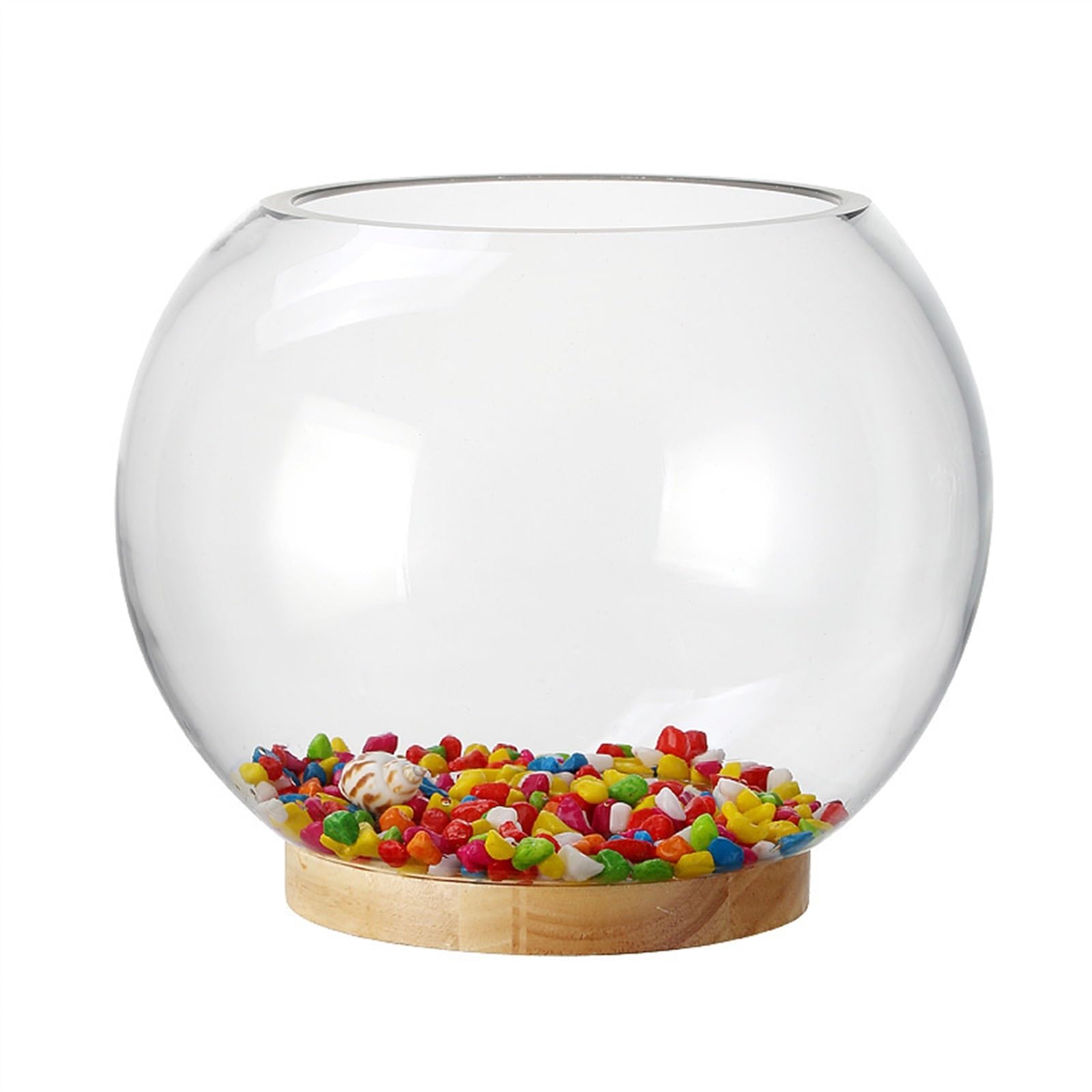 Terrarium Verdicktes transparentes Glas Aquarium Desktop Runde Goldfisch Aquarium Wohnzimmer Desktop Dekorative Aquarium Ornamente Insekten Schildkröten(25cmx20cm)