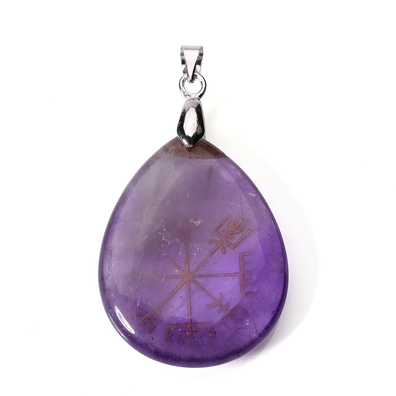 Jovivi Collana Ciondolo a Goccia in Pietra Naturale Incisione Bussola Runica Vichinga Viking Collana con Vegvisir Rune in Pietra e Cristallo per Reiki Guarigione Chakra Yoga Regalo Fidanzati Amici