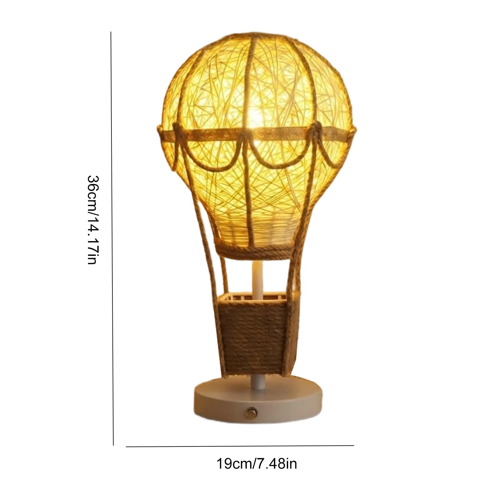Lampada a Mongolfiera in Rattan e Canapa, Luce Calda Diffusa, Decorazione Boho Unica e Romantica per Camera e Soggiorno