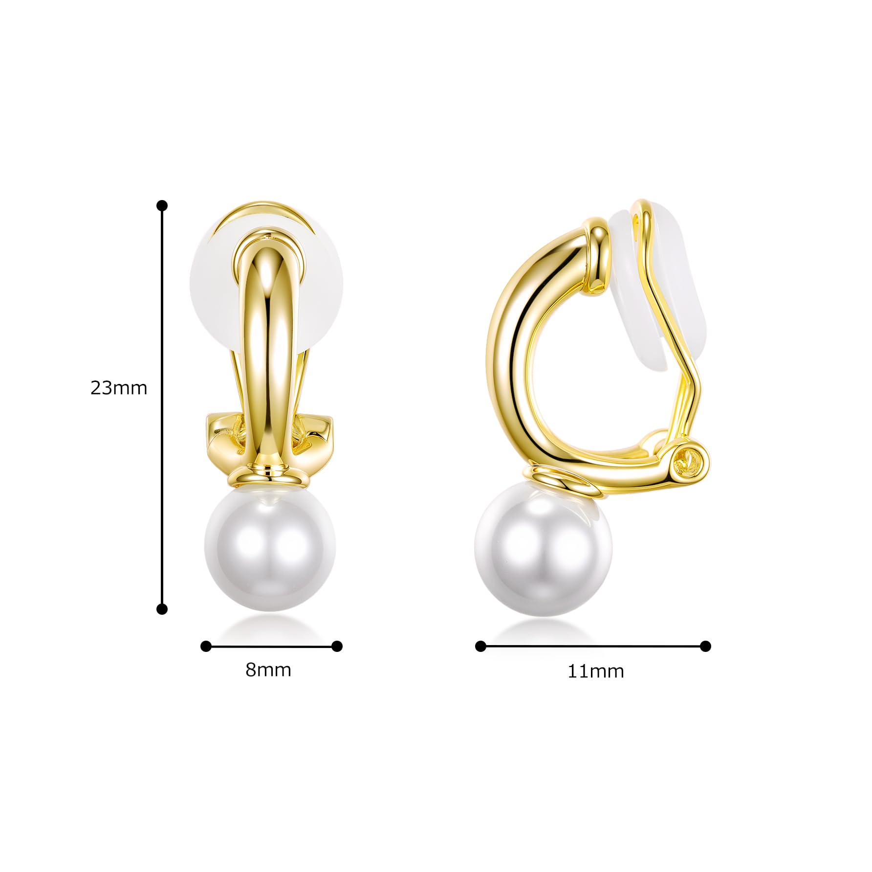Pendientes de Perla para Mujer Pendientes Clip Sin Agujero Dorados y Plateados Regalo para Mujer