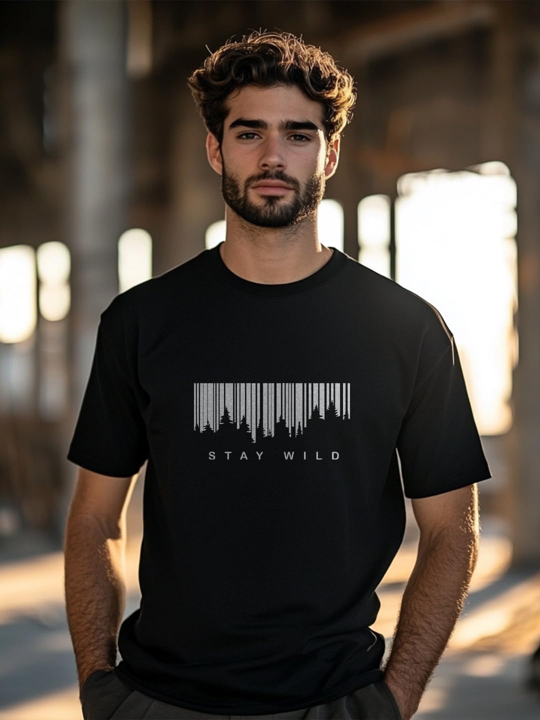 NOBERO Camiseta de algodón con estampado gráfico para hombre, ajuste regular