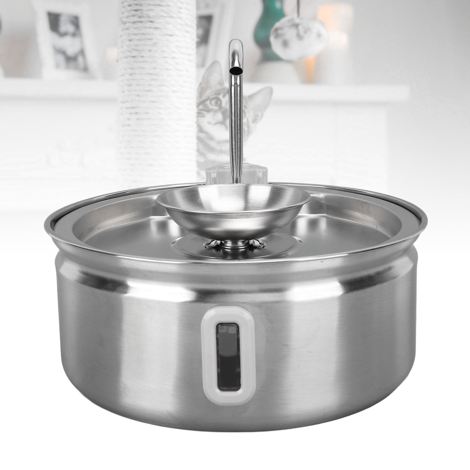 Fuente de Agua para Gatos de Acero Inoxidable, dispensador automático de Agua para Mascotas, Fuente de Agua para Perros de 3,2 L con circulación silenciosa y Ventana, para Gatos y