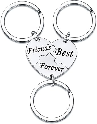 YEEQIN 3PCS أفضل الأصدقاء إلى الأبد Keychain Set ، أفضل هدايا الأصدقاء لـ 3 ، مطابقة سلاسل مفاتيح القلب هدية للأخوات