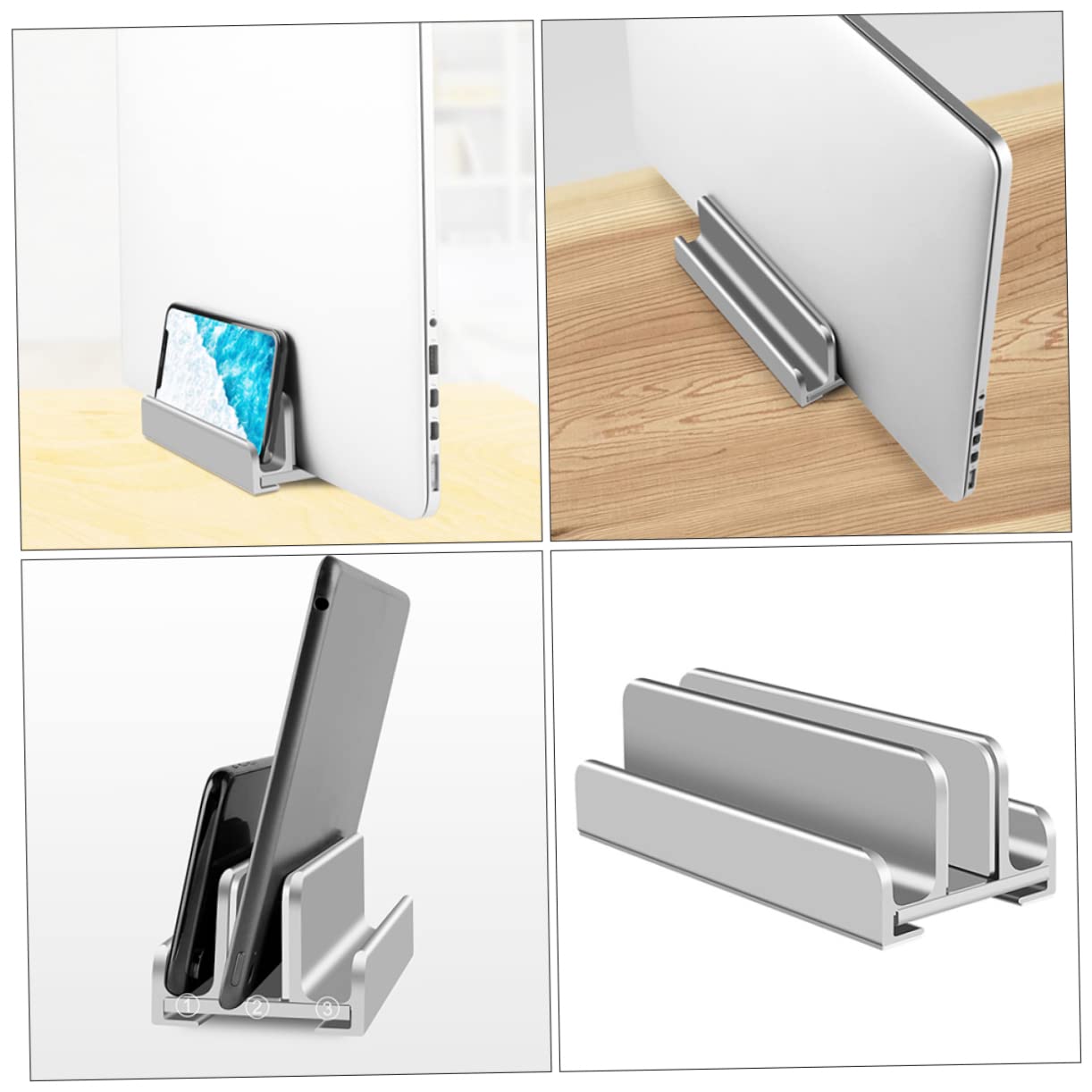 Supporto Verticale Regolabile per Laptop in Lega di Alluminio Tre Slot