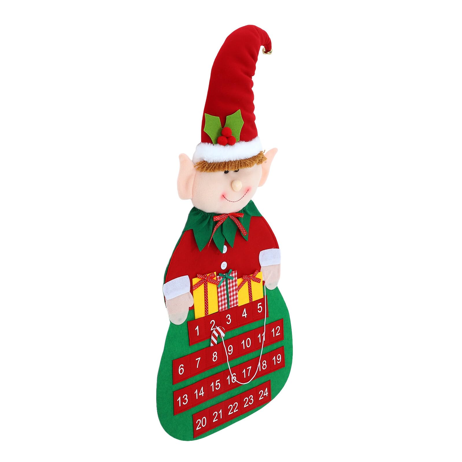 Calendario Avvento in Feltro Decorazione da Porta per Natale Calendario da Appendere Tasche Countdown Natalizio per Parete
