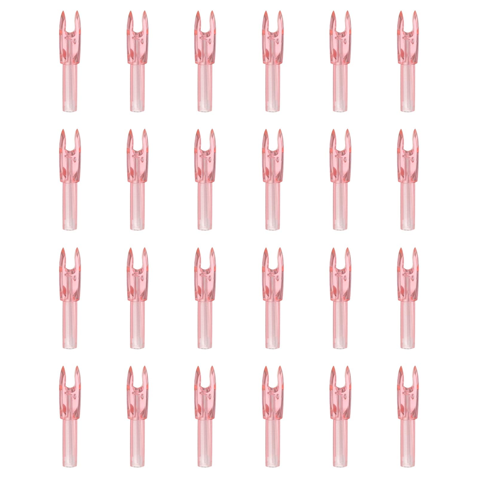 YELARXI Archery Arrows Nocks, Arrow Shaft Plastic Nocks Replacement Archery Arrows Tail Accessory 24 Pack Inside Diameter 4.2 mm Clear Pink - for (Hunting/Shooting/Compound/Recurve Bow)