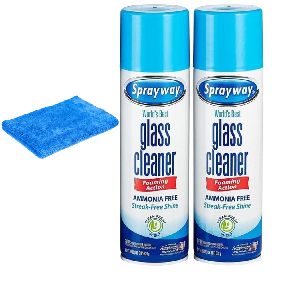 Sprayway's Glass Cleaner, 19 Oz Cans, (Pack of 2) with Cleaning Cloth
