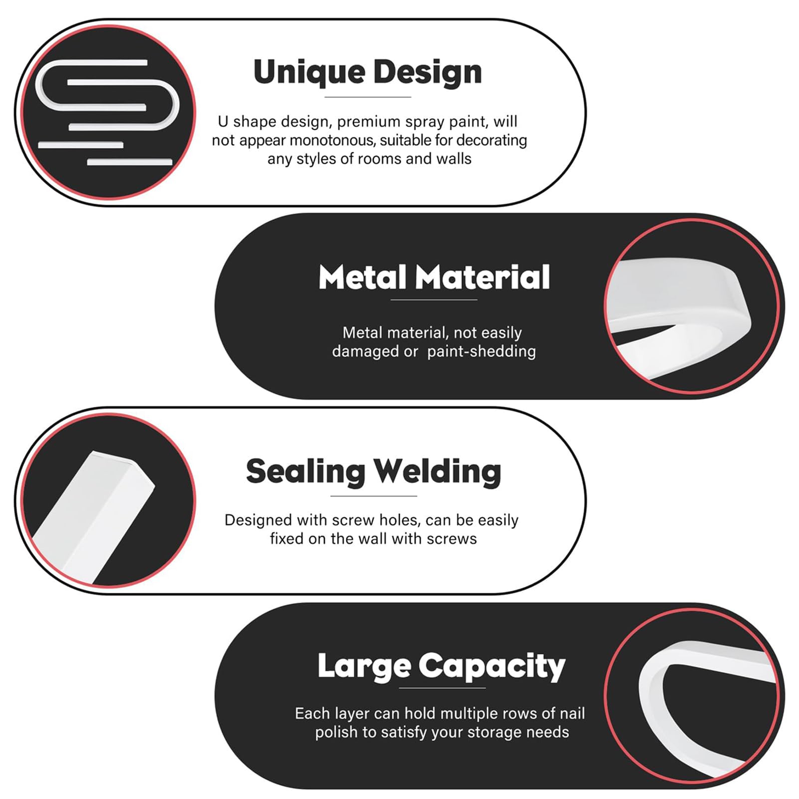 Soporte de Metal para esmaltes de uñas, Estante de Pared para labiales y perfumes, Expositor Blanco, Caja expositora de cosméticos Americana, Blanca, Paquete de 2