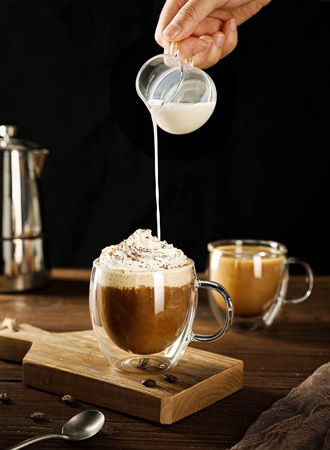 Doppelwandige Glas-Kaffeetassen Mit Griffen – 4er-Set, 340 Ml, Aus Borosilikatglas, Für Heiße & Kalte Getränke