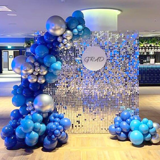 Image of BAUANOOY Blue Balloons Metallic Blue Balloon, 60pcs 12 Inch Chrome Baby Pearl Blue Balloons Navy Latex Balloon for Baby Shower Graduation Birthday Party Decorations