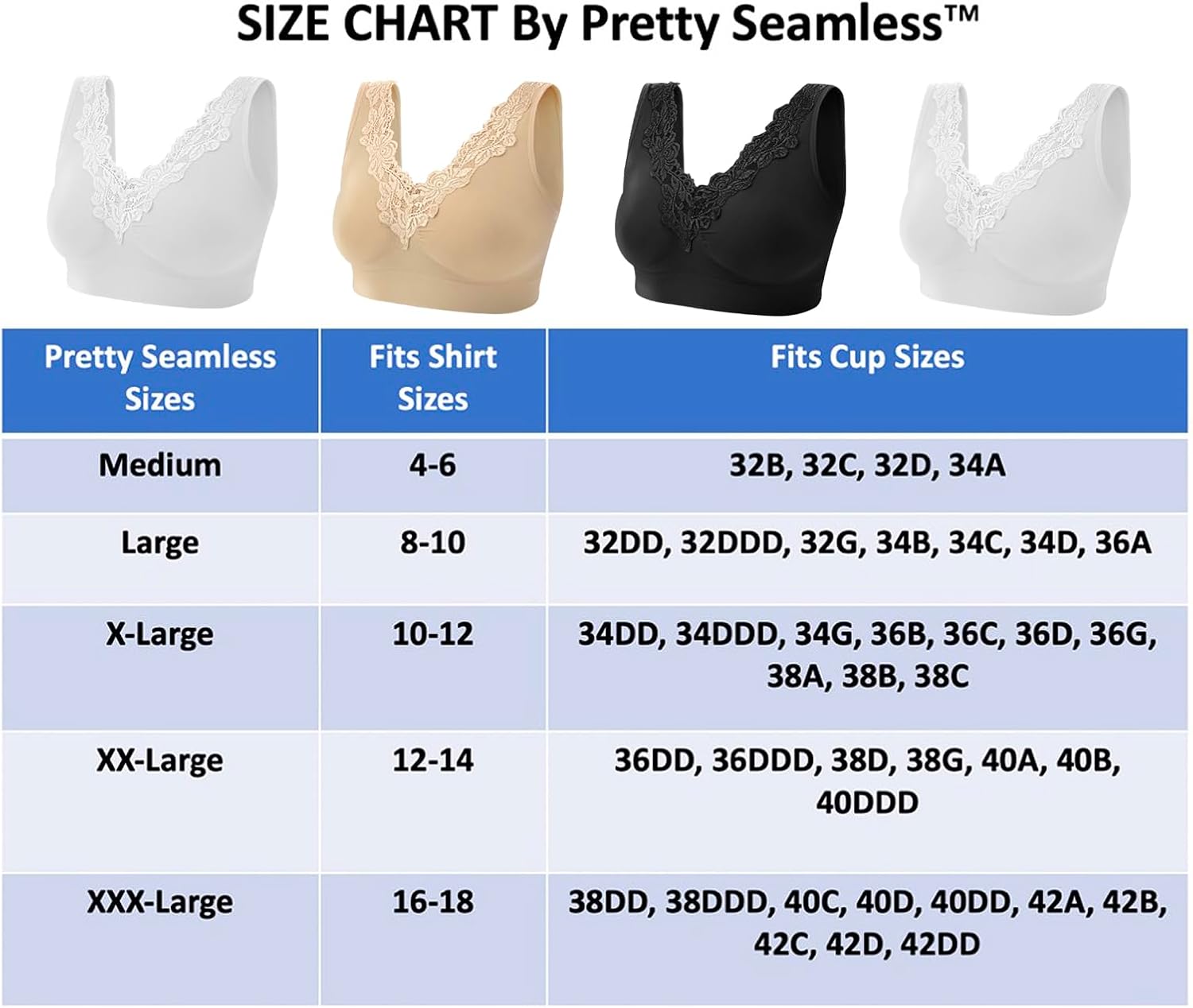 4 Pack Women’s Seamless Wireless Lace Inset Trim Unpadded Comfort Bra - Image 6