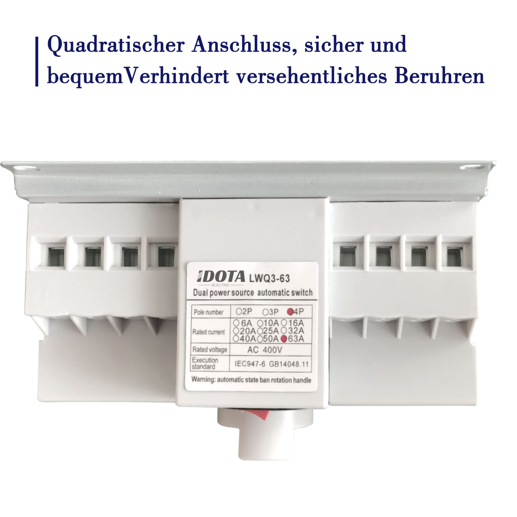 Idota Dual Power Automatischer Transferschalter AC 230V 4P 63A Lastumschalter Notstrom Umschalter