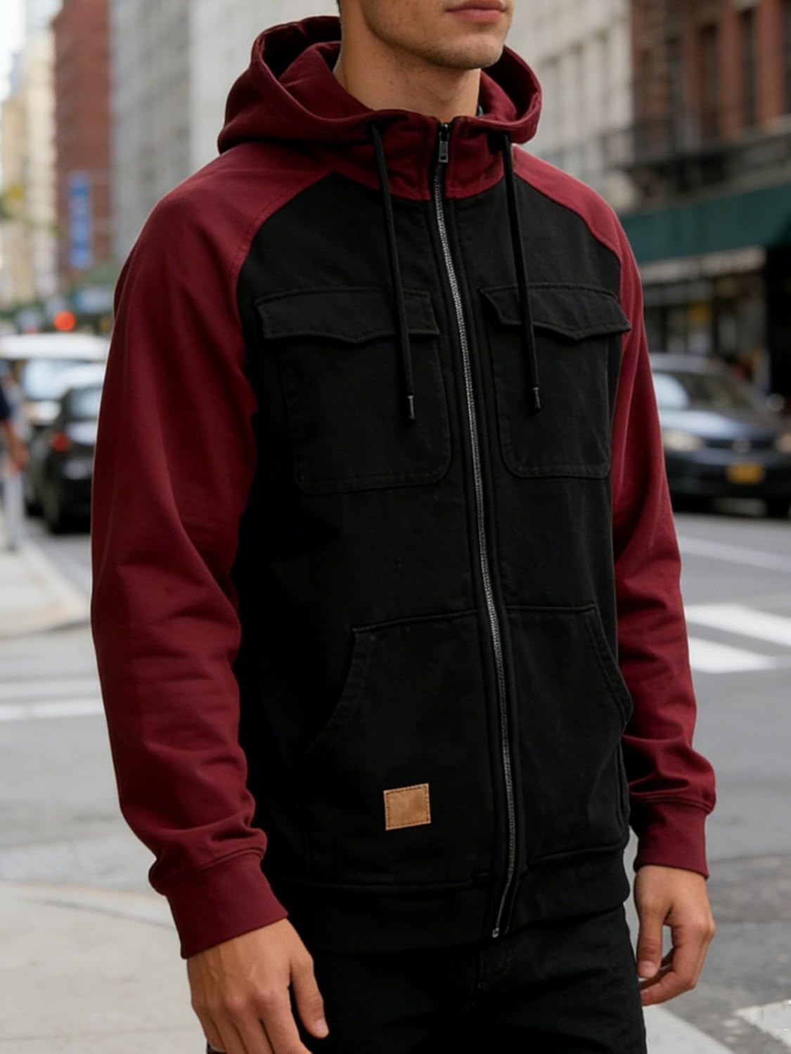 Zipper Hoodies for Men Spring Fall Vintage Tactical Hoodie Casual Long Sleeve Cargo Sweatsuit Winter Zip Up Jacket - Image 2