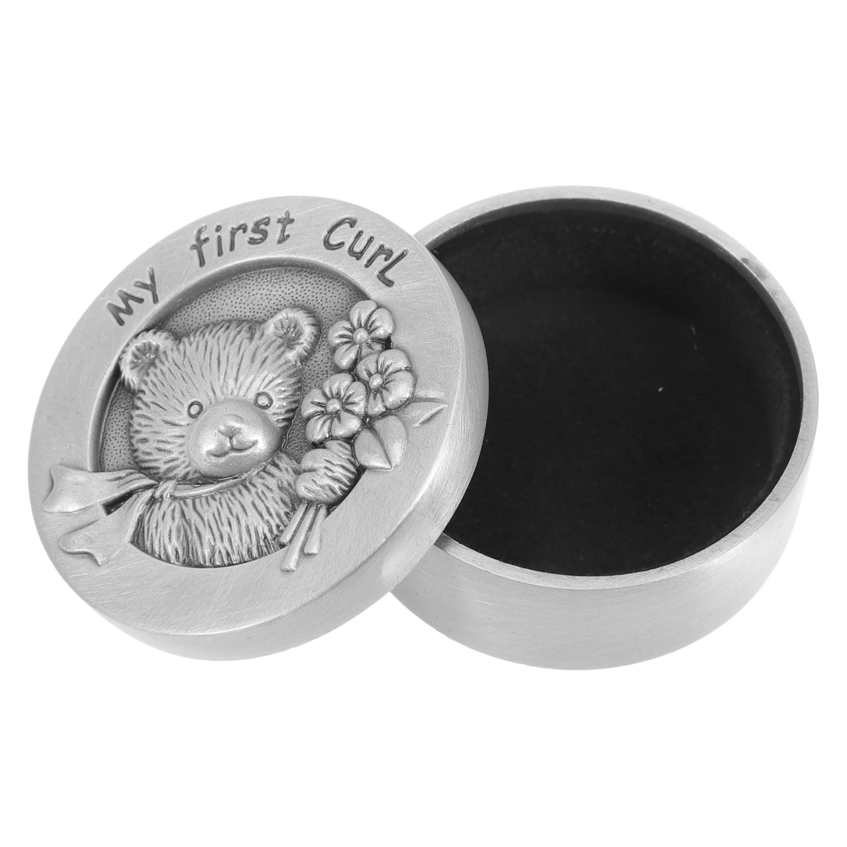 Kisangel Baby First Curl Keepsake Box for Boys and Girls, Antique Metal Hair Container for Newborn Memory Storage, My First Curl Hair Collecting and Preservation