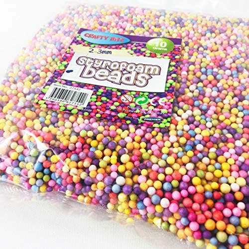 Polystyrene Styrofoam Filler Beads Art Crafts Handicraft for Slime Small Balls Kids 2-3mm Assorted Colours