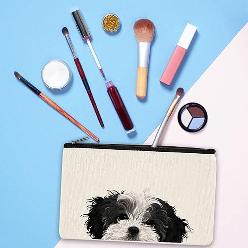 Miniatura 4 de WIRESTER Bolsa de maquillaje de lona con cremallera, bolsa de cosméticos, estuche organizador para mujeres y niñas, bolsa de cosméticos de viaje