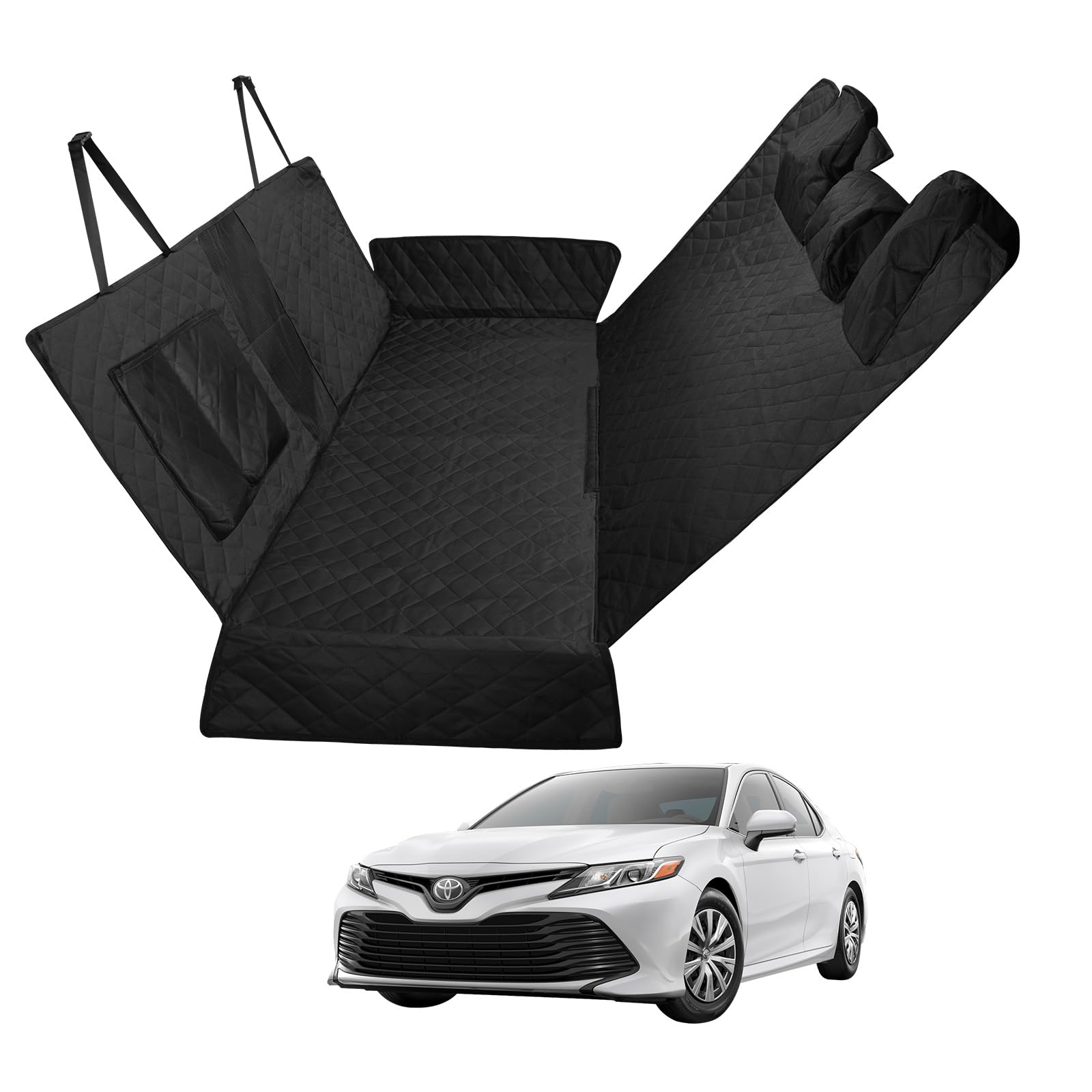 Proadsy 2024 Upgrade Dog Car Seat Cover Custom Fit 2018-2024 Toyota Camry Back Seat Extender Waterproof Scratch Proof Durable Black Protector Pet Hammock