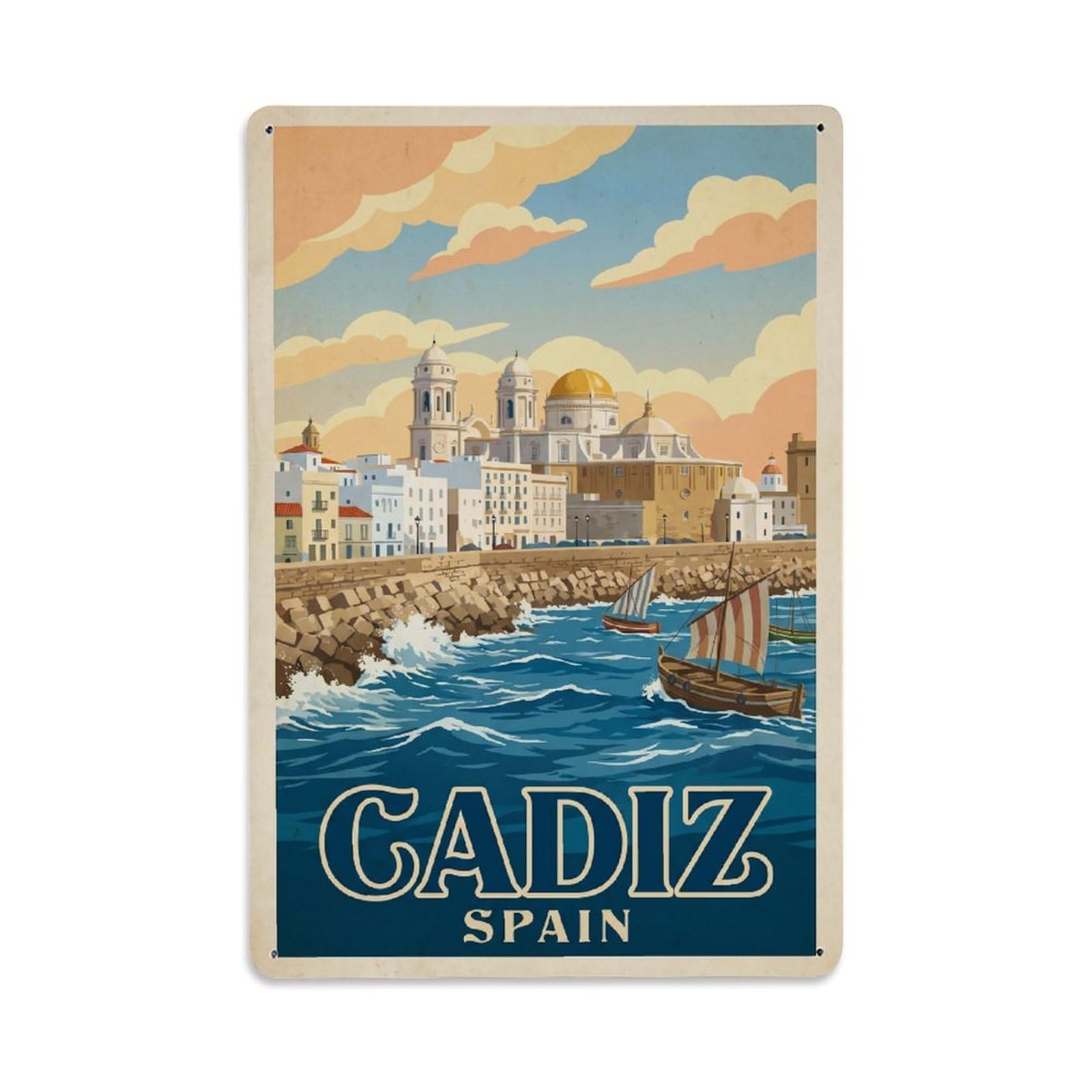 Retro Spain Cadiz Travel Metal Tin Sign