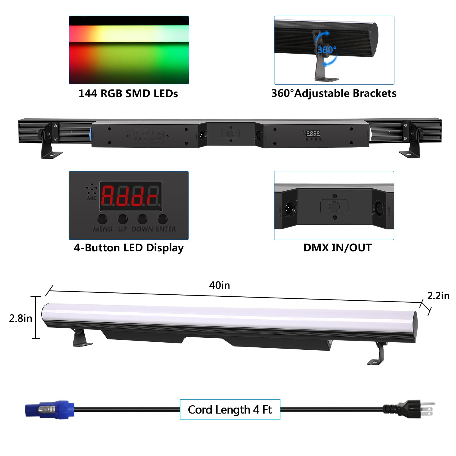 Amazon.com: ValaVa Stage Light, 60W 144 RGB LED Pixel Light Sound