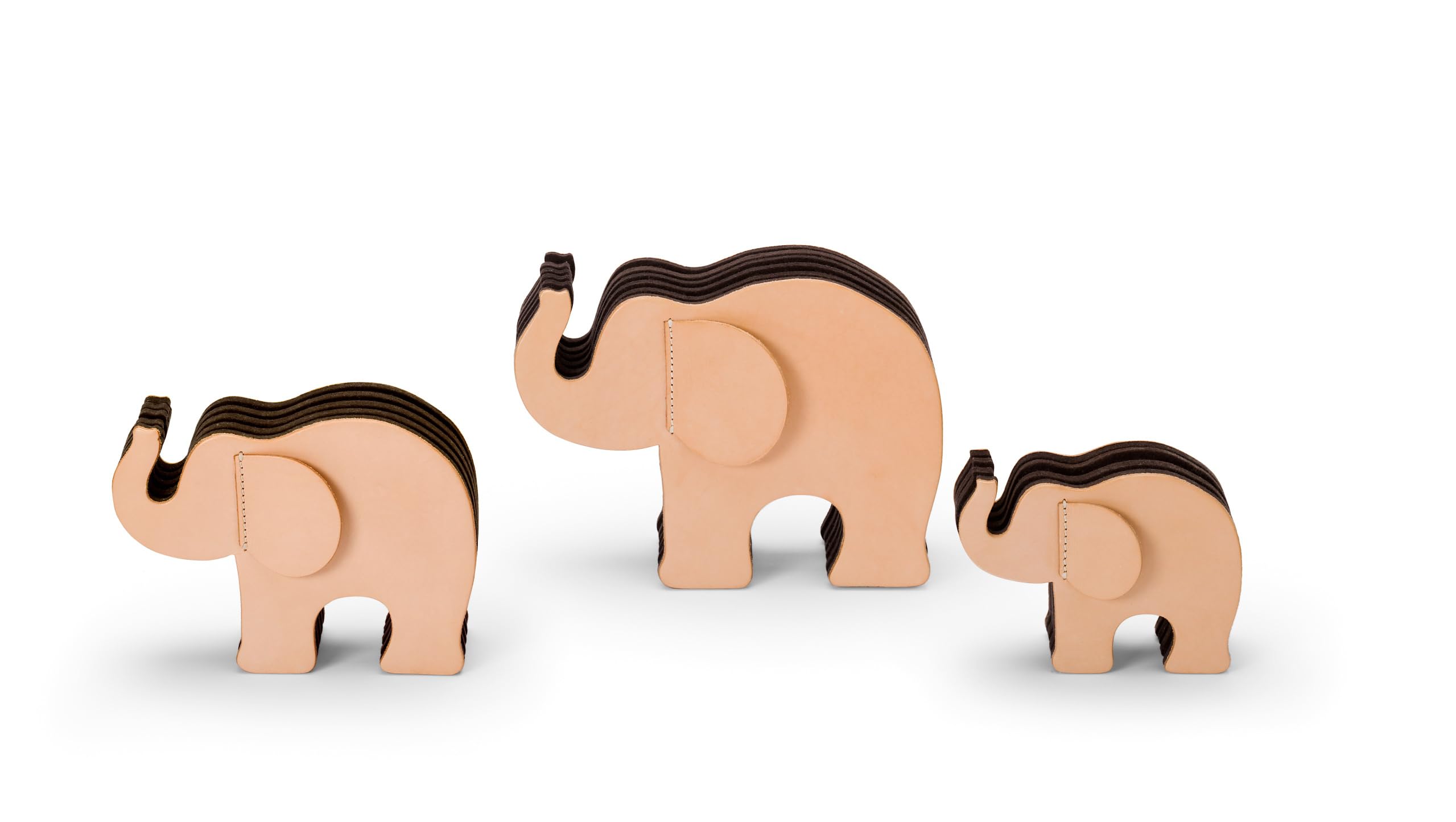 Graf von Faber-Castell - Stiftehalter Elefant Naturleder, Größe M | Aus Naturleder mit 12 Polychromos Buntstiften und drei Filzfächern
