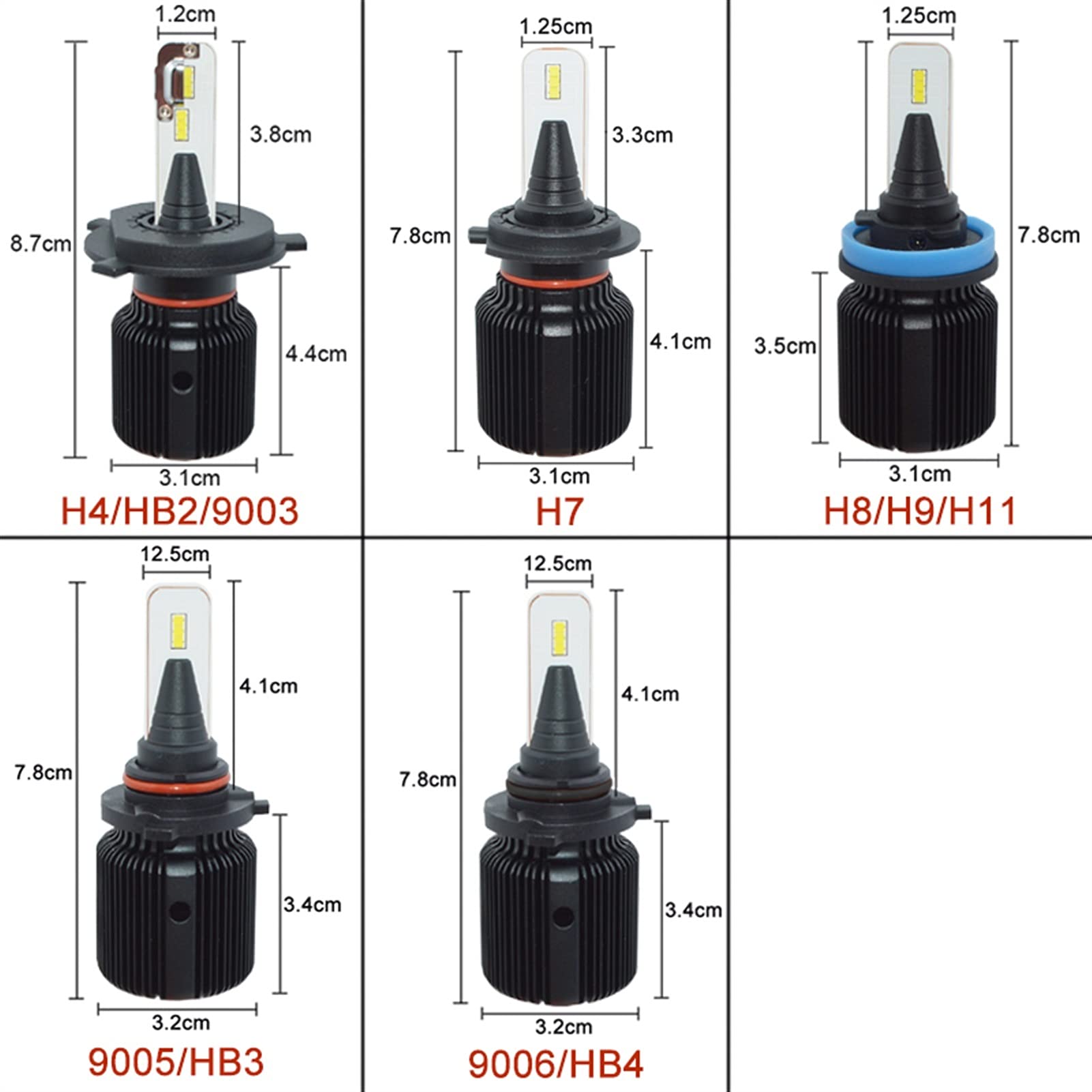 Żarówka ledowa Reflektor Bulb H4 LED H7 H11 9005 HB3 9006 HB4 40W Niezwykle jasny LED Reflektor samochodu Wysokiej mocy White 6000K Car Styling (Size : H4/9003/HB2 Hi/Lo)