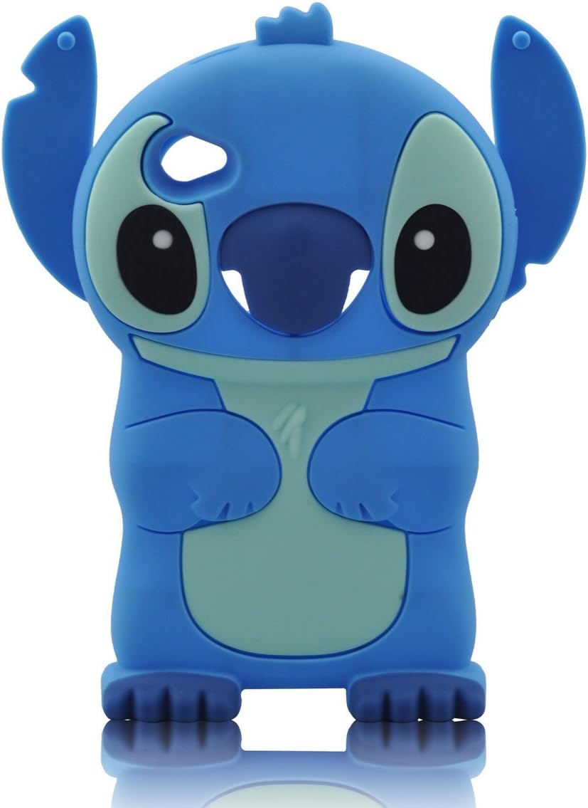 HIGHSTAR Wrist band + 3D Blue Stitch & Lilo Soft Silicone Case Cover for Ipod Touch 4/4g/4th Generation - Blue