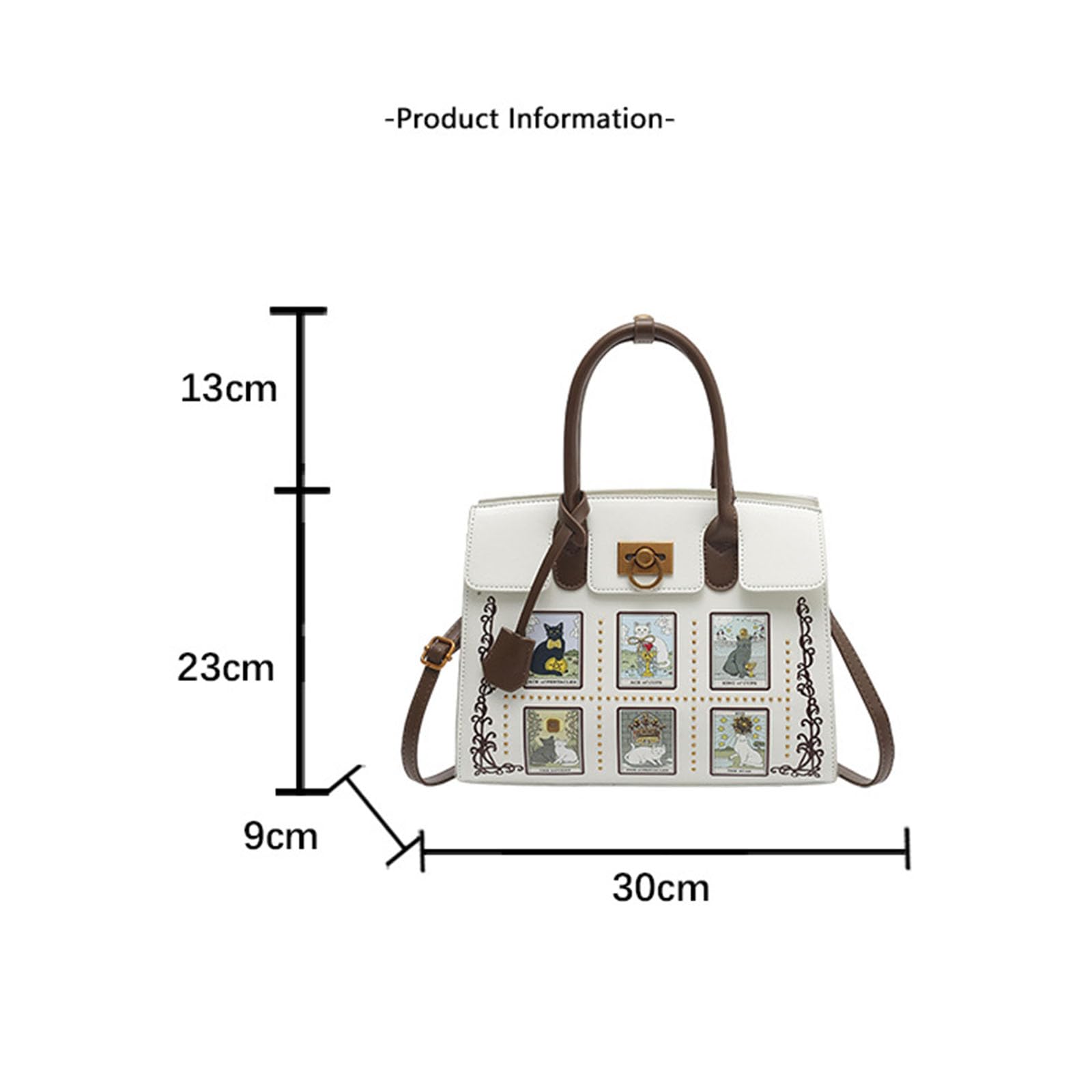 Borsa con ricamo creatura con tracolla regolabile e tasche multiple per borsa da donna dal design alla con gatti