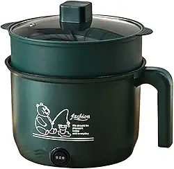DimyFew Panela elétrica de arroz pequena para fazer sopa, multifuncional, portátil, 600W, para cozinhar macarrão, utensílios de cozinha para fritar sopa, com Vaporizador Pp