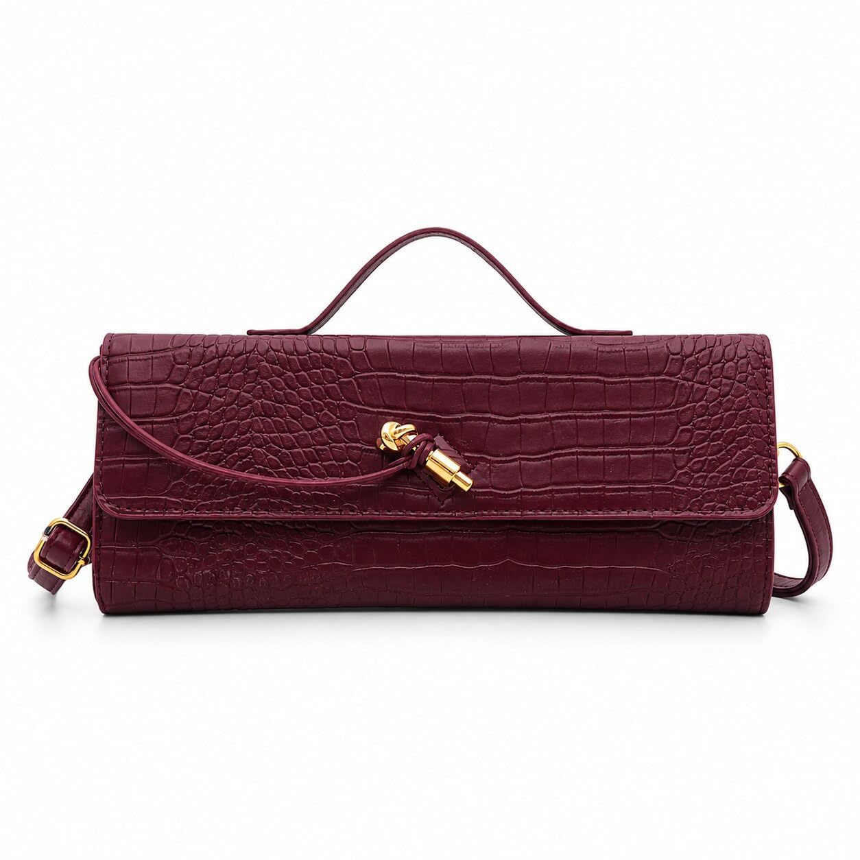 Women's PU Leather Sling Bag for Women | Crocodile Embossed Clutch Purse with Detachable Shoulder Strap | Stylish Crossbody Party Handbag-image-21
