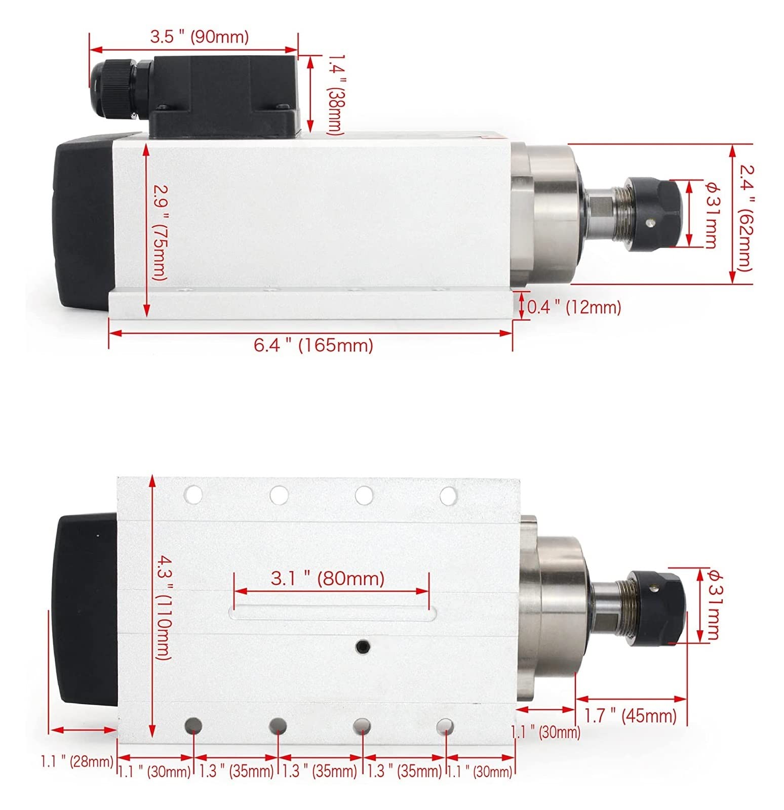 Amazon | スピンドルモーターキット、 2200W/2.2kw スクエア 2.2