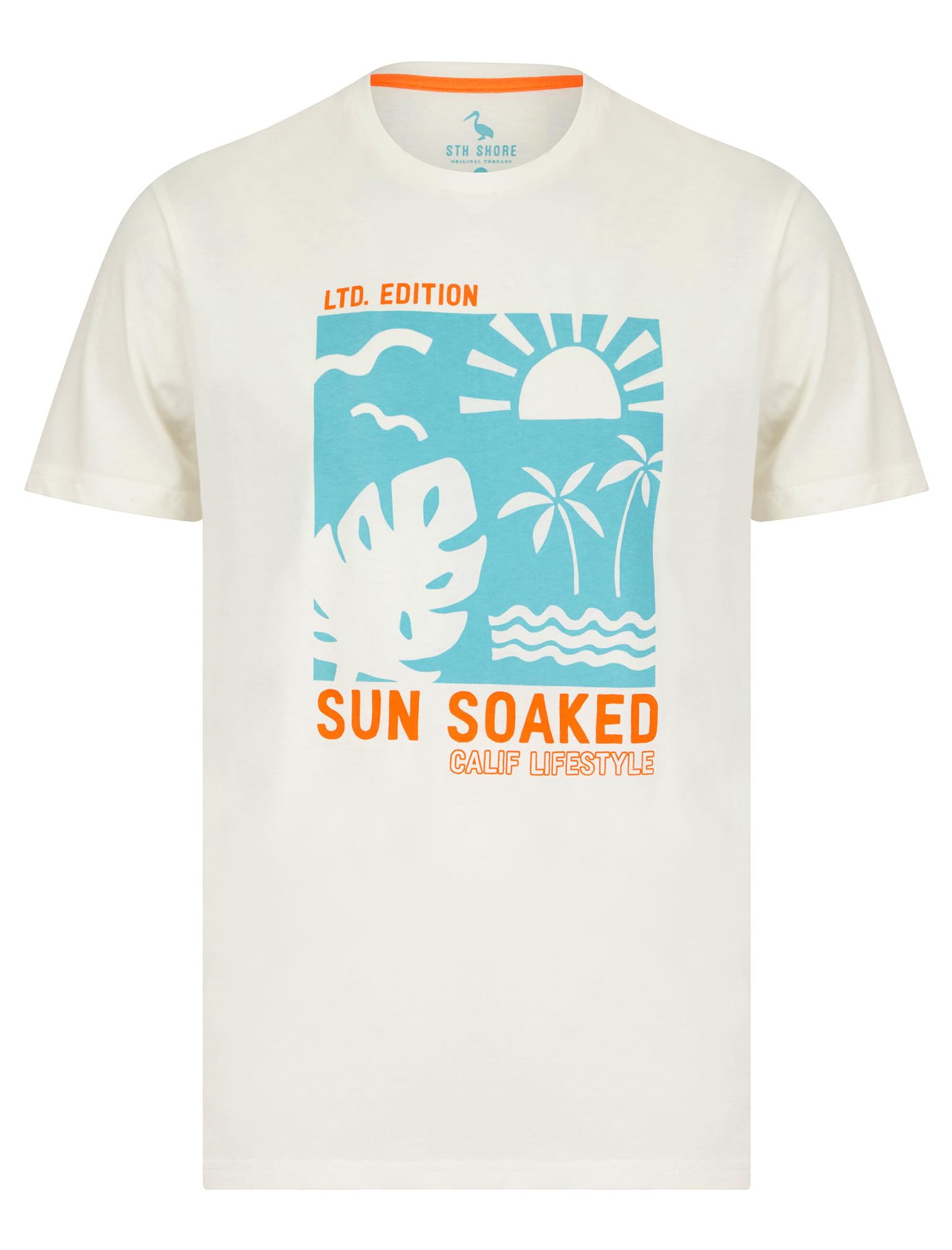 Sun Soaked Motif Cotton Jersey T-Shirt in Marshmallow White - South Shore - L