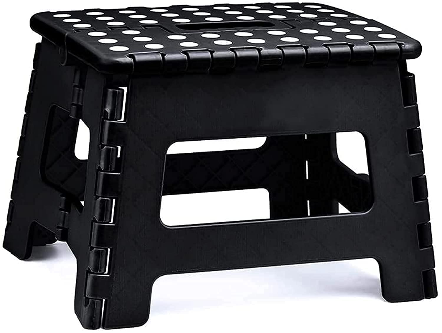 KASTWAVE Folding Step Stool - Lightweight Step Stool Sturdy Enough Opens Easy with One Flip Great for Kitchen, Bathroom, Bedroom, Kids or Adults - Black