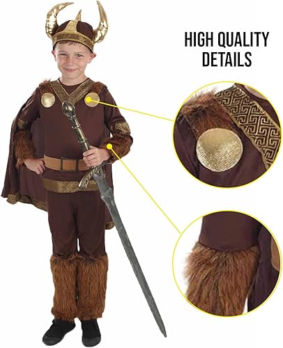 Miniatura 4 de Disfraz de vikingo de Fun Shack para niños, medieval y histórico, disfraz de Halloween para niños, disponible en tallas M, L, XL'