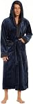 iniber Mens Hooded Robe, Soft Lightweight Plush Robes for Men, Warm Long Fleece Men's Bathrobe with Pockets
