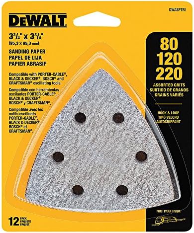 DEWALT Sandpaper Assortment, Hook and Loop Triangle, 12-Pack (DWASPTRI)