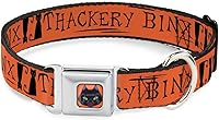 Vista 1 de Buckle-Down Collar de perro Hebilla de cinturón de seguridad Hocus Pocus Thackery Binx Cat Silhouette Naranja Negro, 1 pulgada de ancho - Se adapta