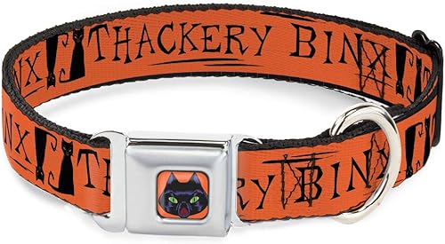 Hebilla de cinturón de seguridad para perro Hocus Pocus Thackery Binx Cat Silhouette naranja negro 9.5 a 13 pulgadas 1.0 pulgadas de ancho