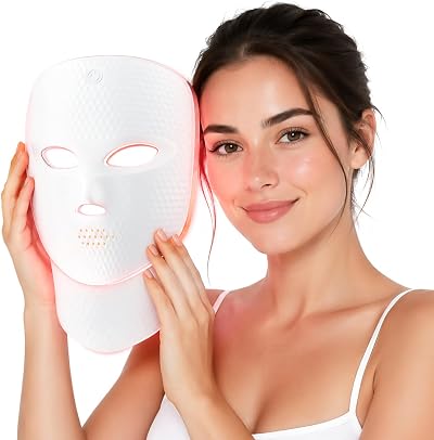 LED Light Therapy Mask for Face & Neck USB-C Rechargeable Cordless | LED light therapy for face & neck helps reduce wrinkles and acne mask for home use, working, travel and yoga
