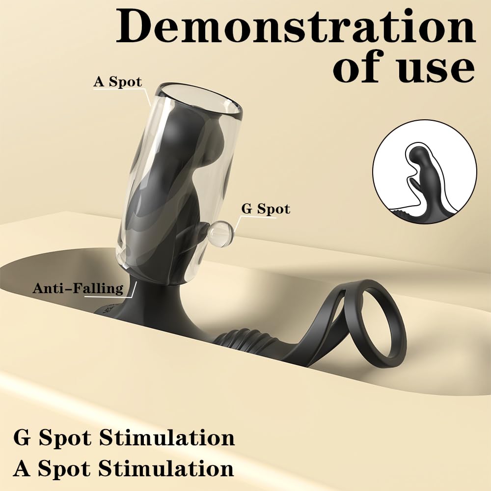 Stimulateur prostatique à double anneau — 9 modes et 5 modes de — jouet anal rechargeable en silicone, étanche, avec anneau
