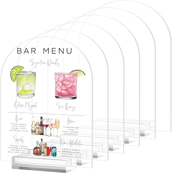 8x10 Inch Blank Clear Arch Acrylic Sign with Stand | 6 Pack Clear Arched Acrylic Sheets with Stand, DIY Arch Acrylic Sign Blank for Wedding Signs