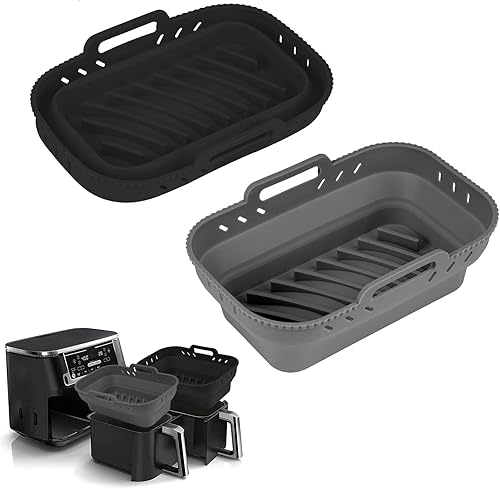 Forros de silicona para freidora de aire pequeños, forro rectangular plegable de 7.56 x 5.12 pulgadas, bandejas reutilizables antiadherentes para