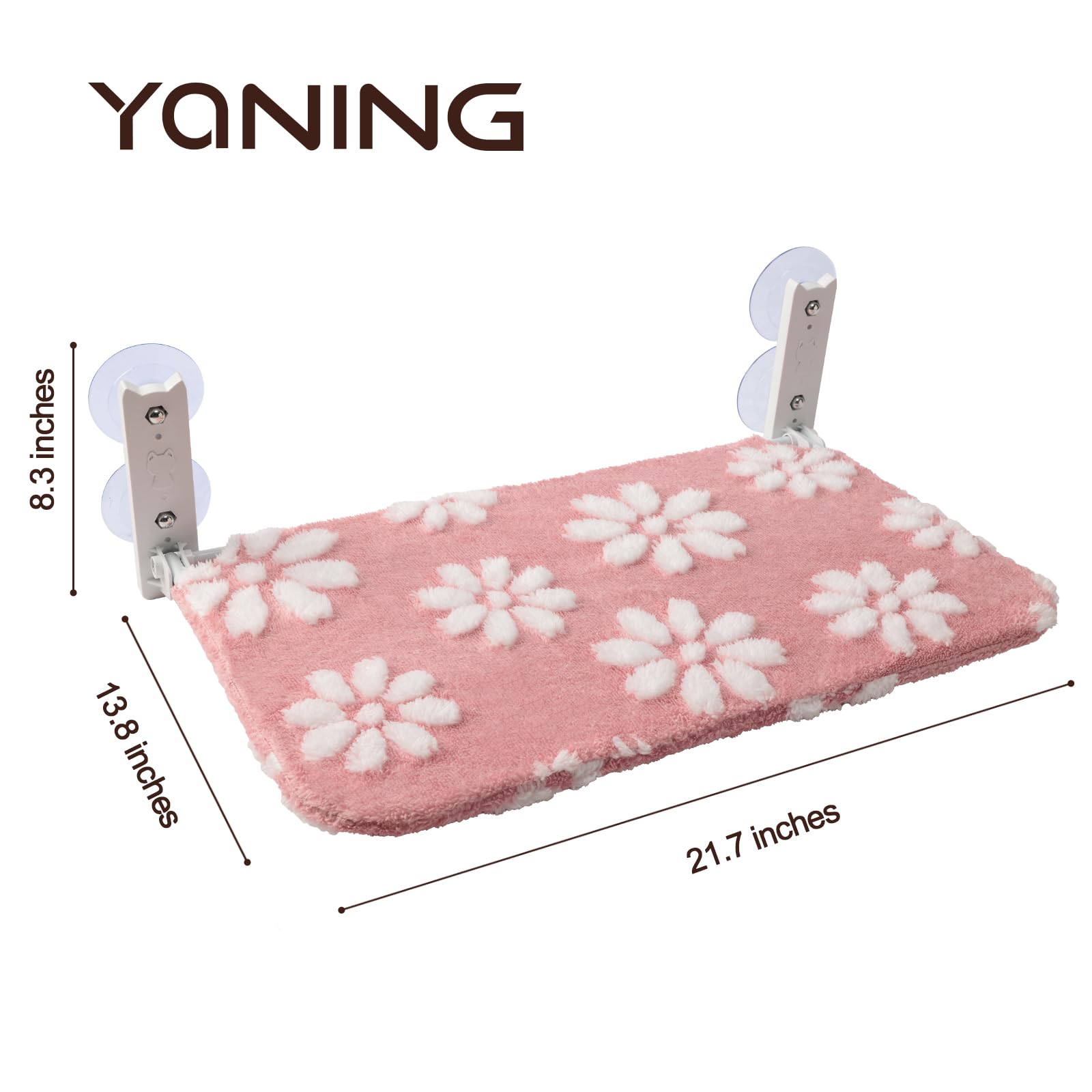 Percha para ventana de gato, hamaca plegable para ventana de gato con bonita cubierta de flores texturizada 3D y ventosas fuertes, cama inalámbrica para gatos de interior (rosa, grande)