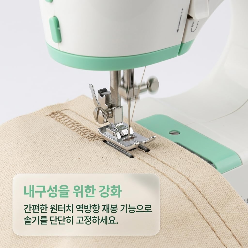 Sewing Machine for Beginners, Mini Portable Design, 12 Built-In Stitches, White and Purple (Green, One size) (Green, One size)