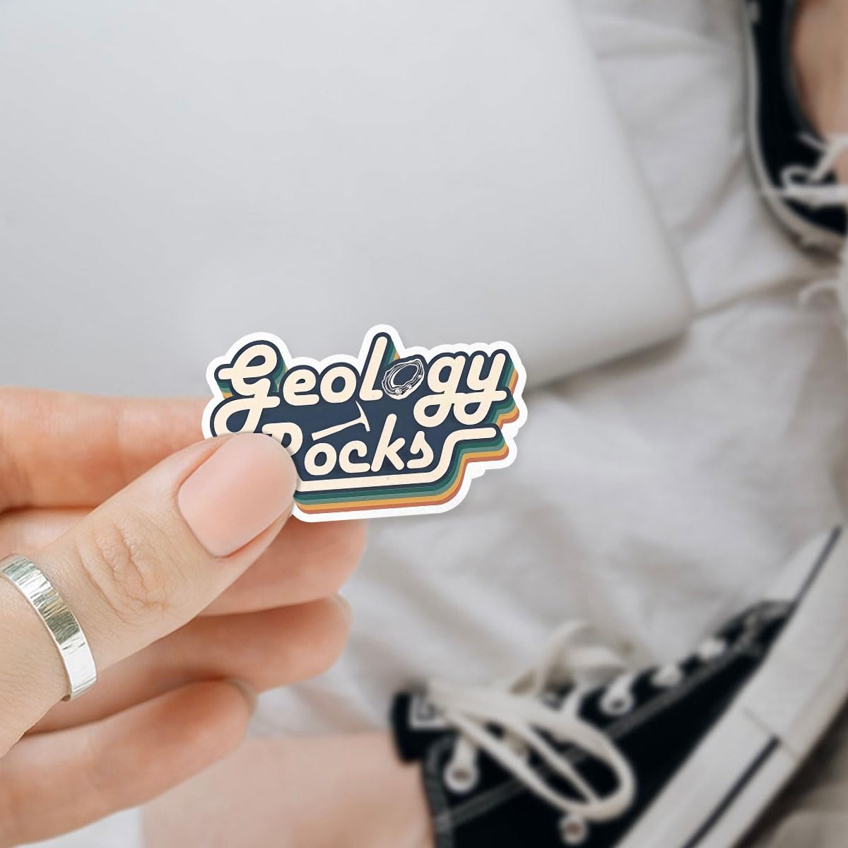 3 adesivi divertenti con scritta in lingua inglese "Sorry I'm Late I Saw A Rock", geologo, geologo, paleontologo, per collezionisti, rockhound, per laptop, bottiglia d'acqua, telefono, casco, elmetto