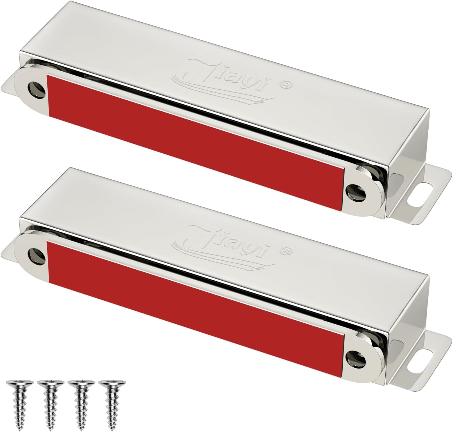 Magnetic Door Catch Jiayi 2 Pack Cupboard Door Magnets Heavy Duty 40KG Pull Balcony Door Magnetic Catches Stainless Steel Cabinet Magnets Strong for Kitchen Armoire‌ Closet Large French Door Closing